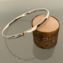 Handcrafted Scottish jewellery - With Love silver bangle with gold detail